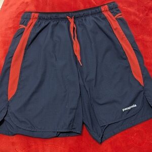 Patagonia Men's Navy and Red Shorts
